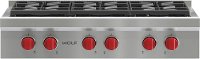 SRT366 Wolf 36 Inch Sealed Burner Gas Rangetop with Six Burners - Stainless Steel