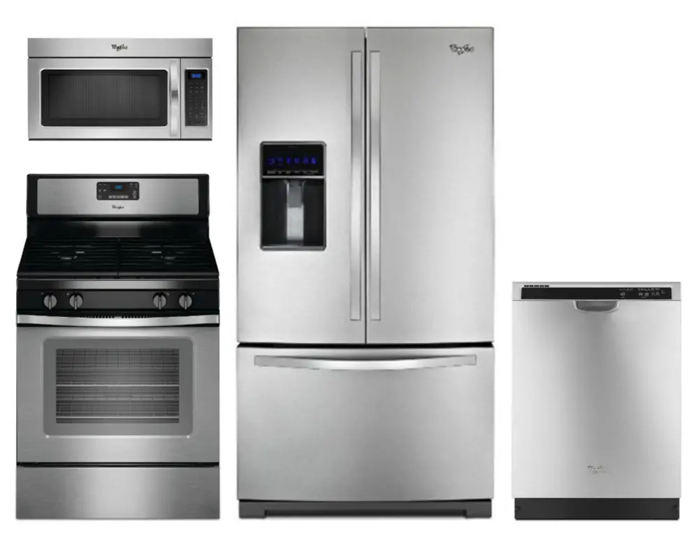 KIT Whirlpool Stainless Steel 4 Piece Kitchen Appliance Package-1