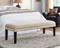 Tan Upholstered Bed Bench