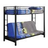 Black Twin-over-Futon Metal Bunk Bed