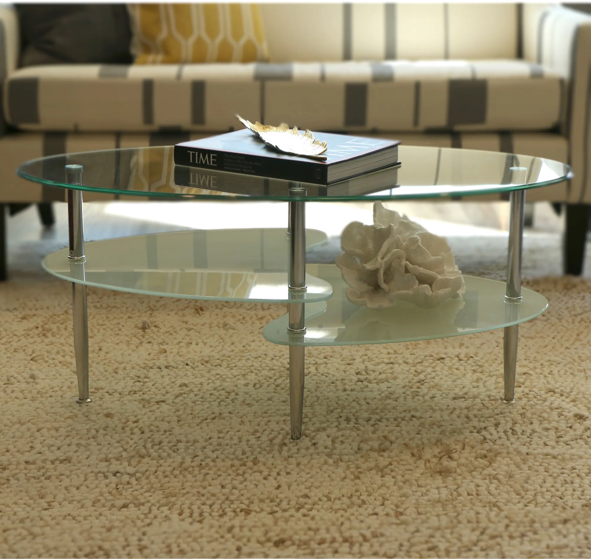 C38B4 Clear Glass Top Coffee Table-1