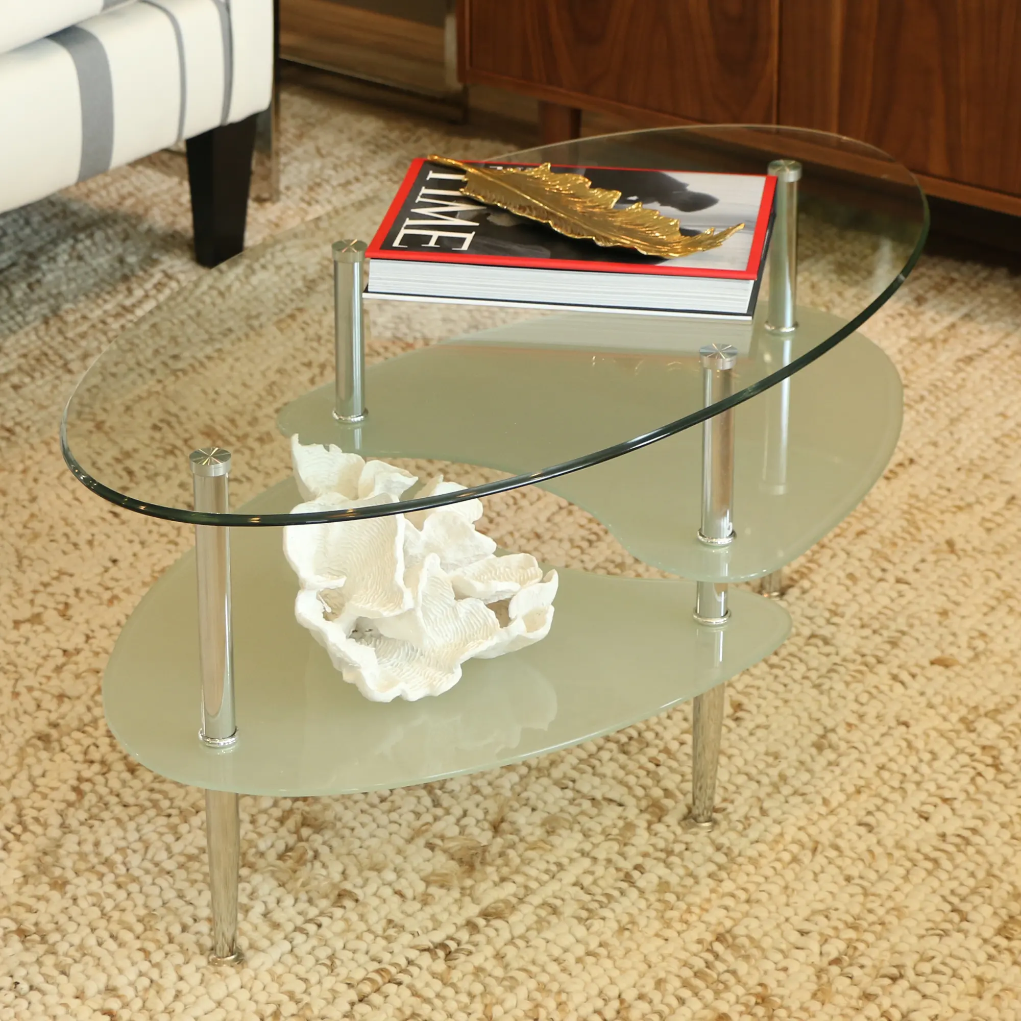 C38B4 Clear Glass Top Coffee Table-2