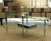 C38B5 Multi-Level Clear Glass Top Coffee Table