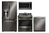 KIT LG 4 Piece Gas Kitchen Appliance Package with Counter Depth Refrigerator - Black Stainless Steel