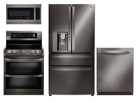 LG-DIA-4PC-4DR-ELE LG 4 Piece Kitchen Appliance Package - Black Diamond