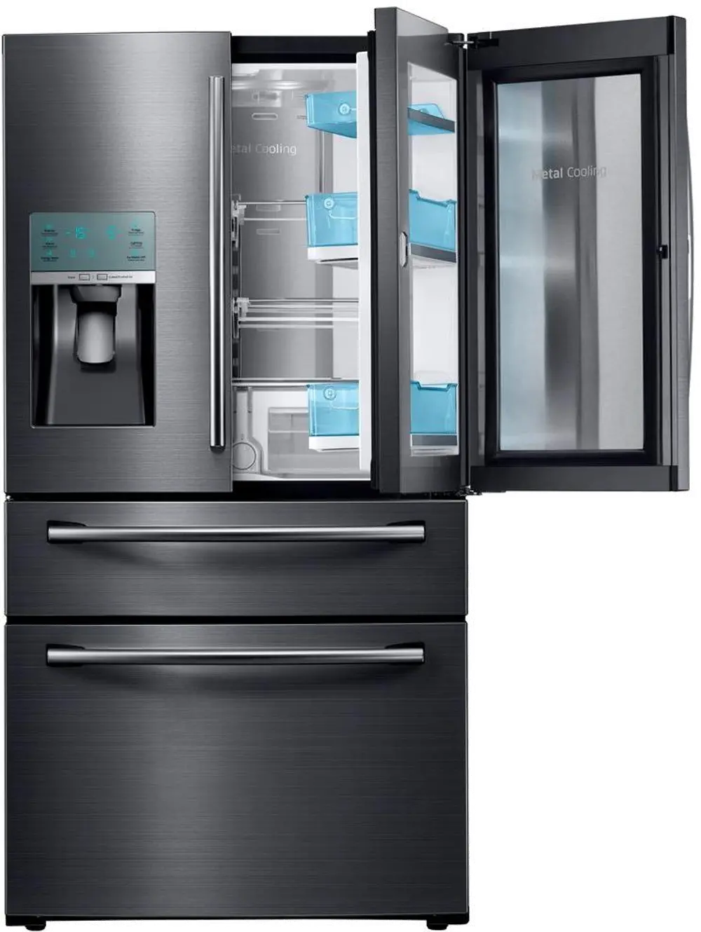 RF28JBEDBSG Samsung 27.8 cu. ft. 4 Door French Door Refrigerator with FoodShowcase - 36 Inch Black Stainless Steel-1