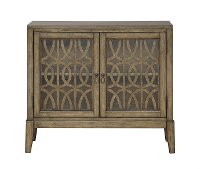 Distressed Brown 2 Glass Door Cabinet