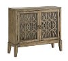 Distressed Brown 2 Glass Door Cabinet-2