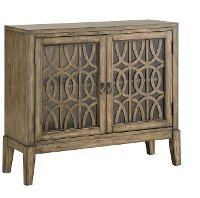 Distressed Brown 2 Glass Door Cabinet-2