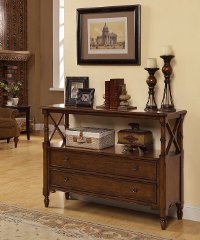 Gressitt Brown Cherry 2 Drawer Bookcase Entry Table-3