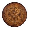 Wooden Brown and Black Round Inlaid Accent Table-2