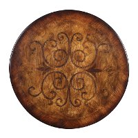 Wooden Brown and Black Round Inlaid Accent Table-2