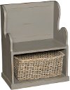Graphite Entry Bench with Wicker Basket