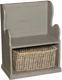 Graphite Entry Bench with Wicker Basket