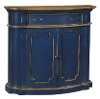 Clearance Navy Blue and Antique Oak Bow Front Side Board Cabinet