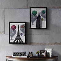 Balloons Around The World Framed Canvas - Set of 2