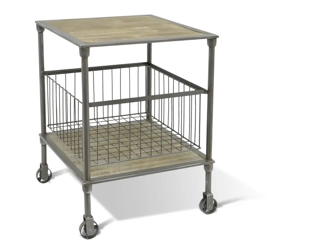 Industrial Metal & Wood Rustic Storage Cart-1
