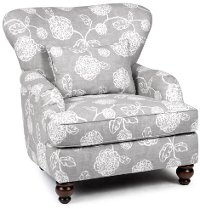 1418ADELESLATE Slate Gray Floral Accent Chair - Adele
