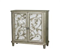 Scrolled Pewter 2 Door Wine Storage Console