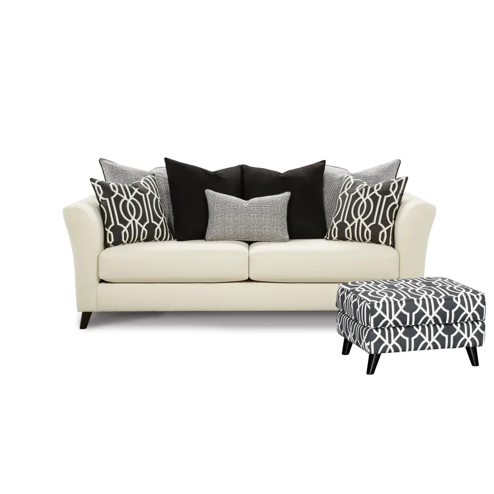 Deco Natural Upholstered Sofa & Onyx Upholstered Ottoman-1