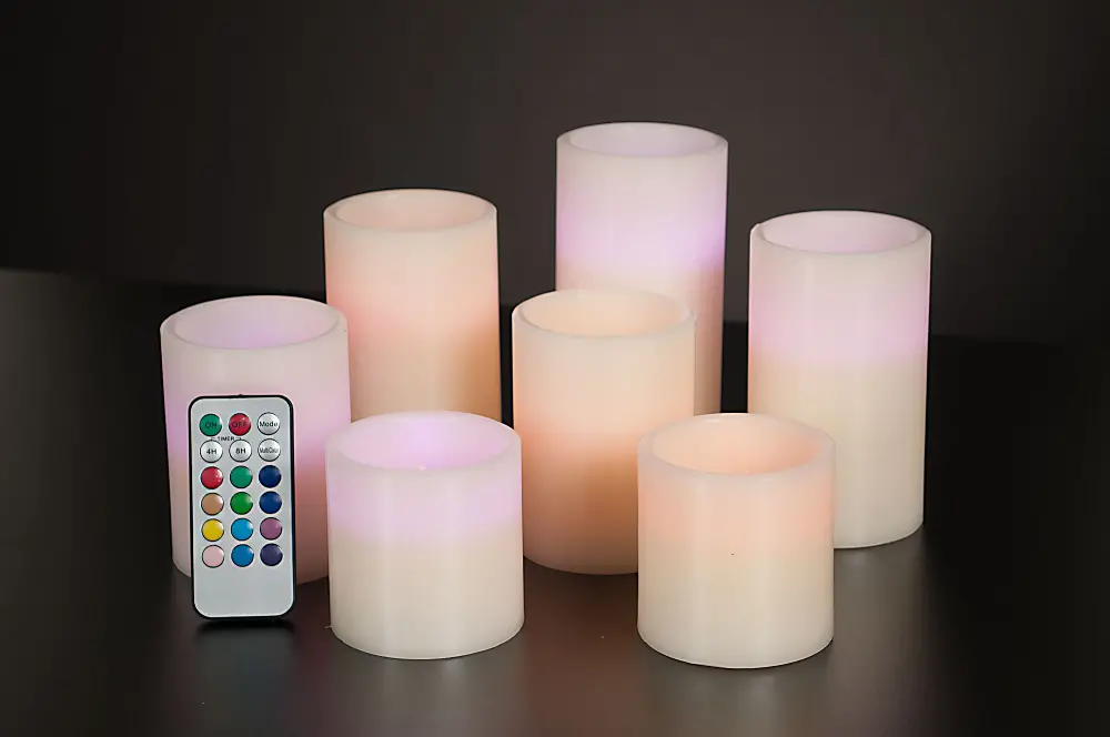 Ivory 7 Piece Color Changing Flameless Candles-1