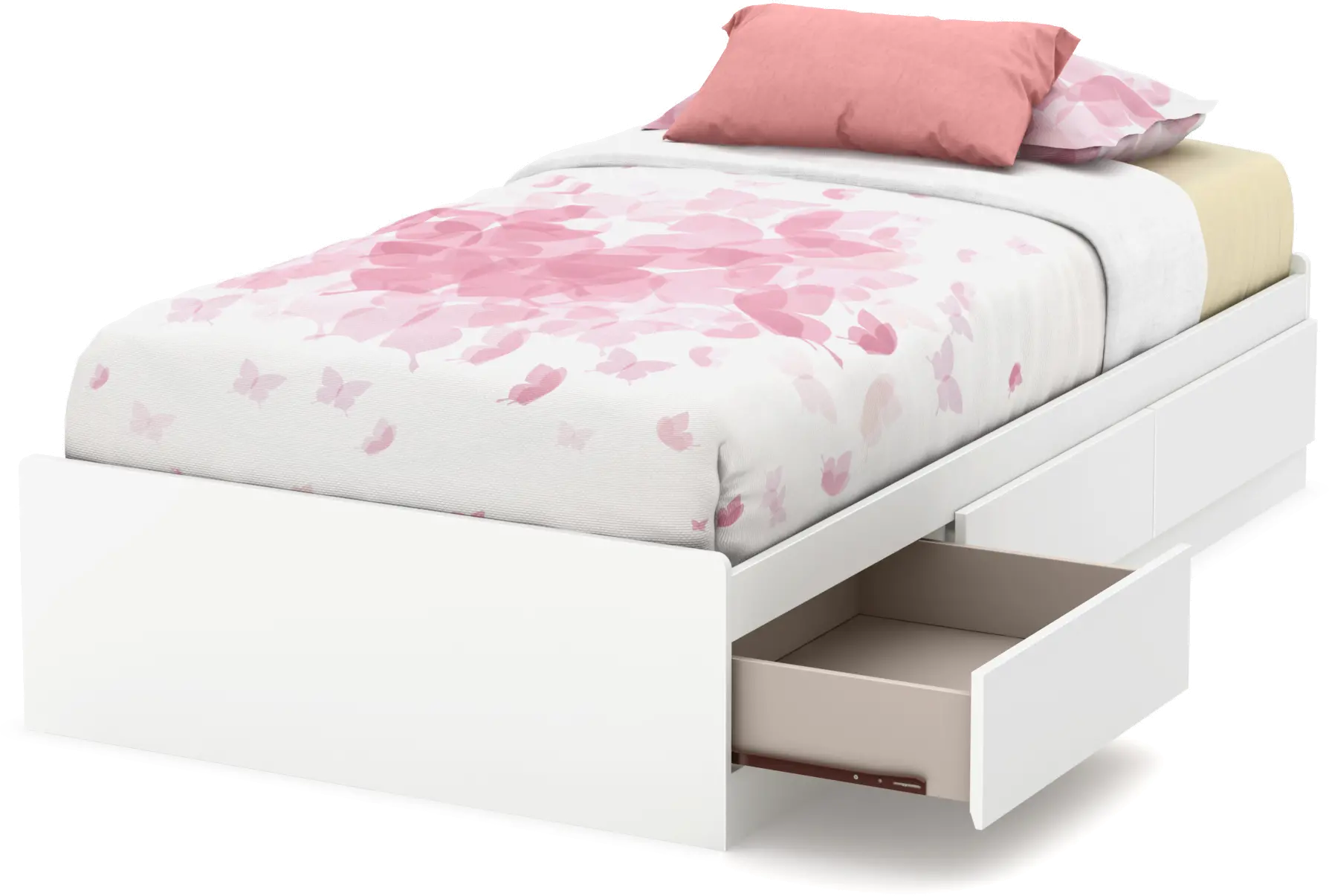 9018A1 White Twin Mates Bed with 3 Drawers (39 Inch) - Callesto-1