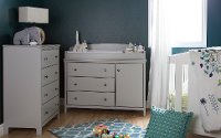 9020A2 Soft Gray Changing Table and 4- Drawer Chest - Cotton Candy