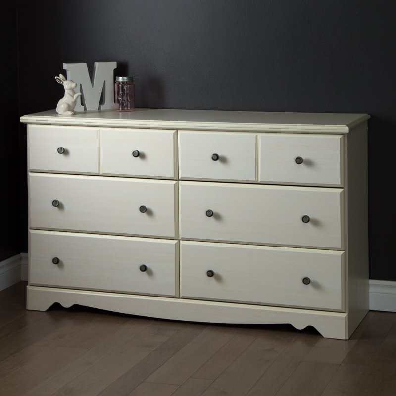 White 6Drawer Double Dresser Country Poetry RC Willey