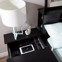 3170060 Black Nightstand with Charging Station with Drawers - Vito-3