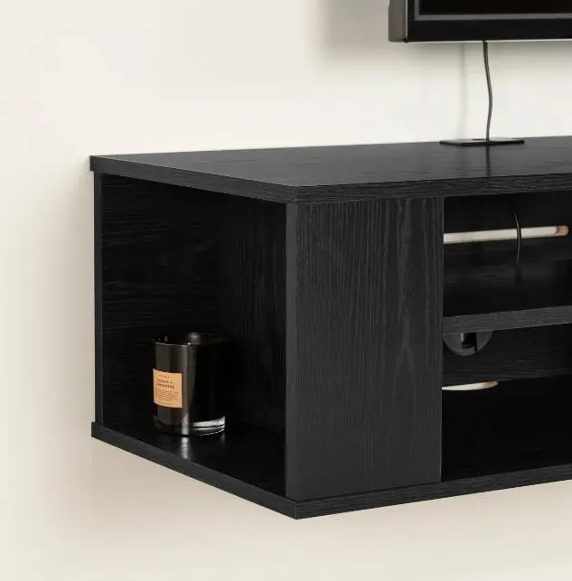 4147677 Black Oak Wall-Mounted Media Console (66 Inch) - City Life-2