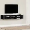 4147677 City Lights Black Oak Wall-Mounted Media Console (66 Inch) - South Shore