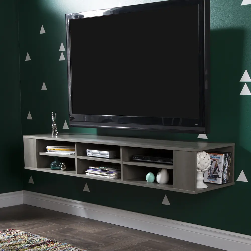9042677 City Life Gray Maple Wall-Mounted Media Console (66 Inch)-2