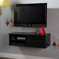 9030674 Black Oak Wall-Mounted Media Console (38 Inch) - Agora