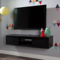 9030676 Black Oak Wall-Mounted Media Console (56 Inch) - Agora