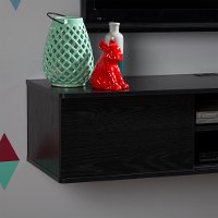 9030676 Black Oak Wall-Mounted Media Console (56 Inch) - Agora -3