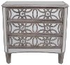 Natural and Mirrored 3 Drawer Cabinet with Crystal Knobs