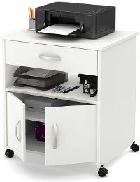 9049691 White Printer Cart on Wheels - Axess