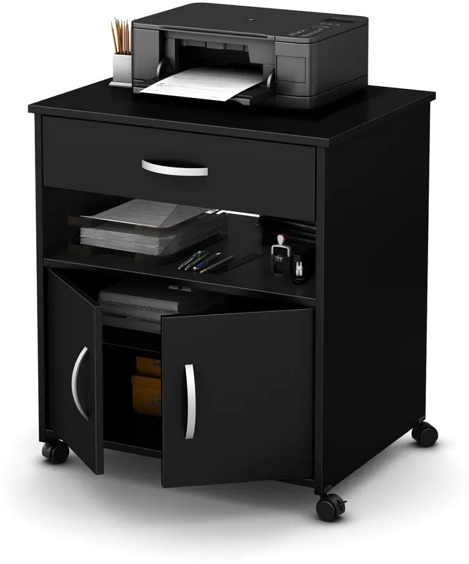 9050691 Black Printer Cart on Wheels - Axess-1