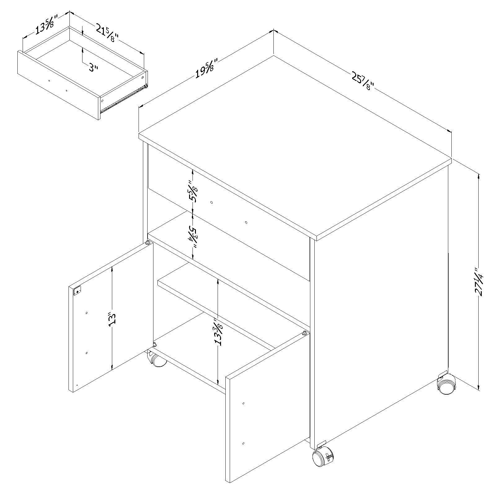 10013 Black Microwave Cart - Fiesta-3