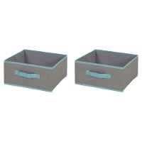 8050157 Fabric Storage Bins in Gray and Turquoise (Set of 2) - Crea