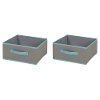 8050157 Gray and Turquoise Small Fabric Storage Bins (Set of 2) - Crea