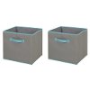 8050158 Gray and Turquoise Large Fabric Storage Bins (Set of 2) - Crea-1