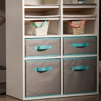 8050158 Gray and Turquoise Large Fabric Storage Bins (Set of 2) - Crea-2