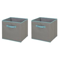 8050158 Gray and Turquoise Large Fabric Storage Bins (Set of 2) - Crea-3
