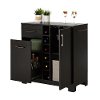 9043770 Black Oak Bar Cabinet with Bottle and Glass Storage - Vietti -5