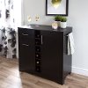 9043770 Black Oak Bar Cabinet with Bottle and Glass Storage - Vietti