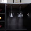 9043770 Black Oak Bar Cabinet with Bottle and Glass Storage - Vietti -2