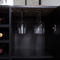9043770 Black Oak Bar Cabinet with Bottle and Glass Storage - Vietti -2