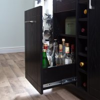 9043770 Black Oak Bar Cabinet with Bottle and Glass Storage - Vietti -4