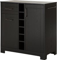 9043770 Black Oak Bar Cabinet with Bottle and Glass Storage - Vietti -6